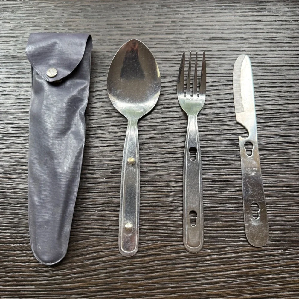 Camping Cutlery Set Packable Stainless Steel Made in Japan 3pc Pouch